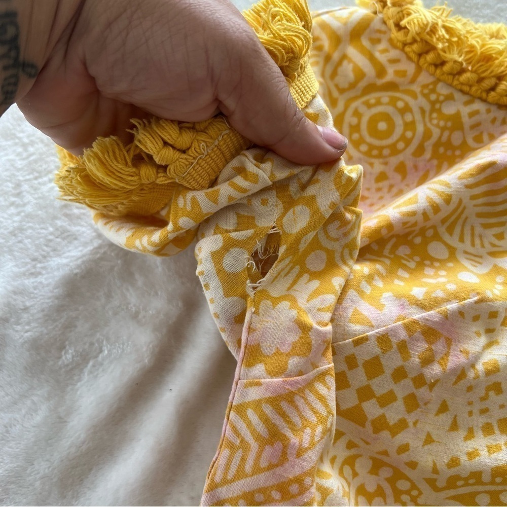 Vintage Patty Woodard California Yellow Tassel Abstract Mini Dress - Picture 6 of 6